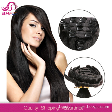 2016 wholesale price wet and wavy clip in hair extensions